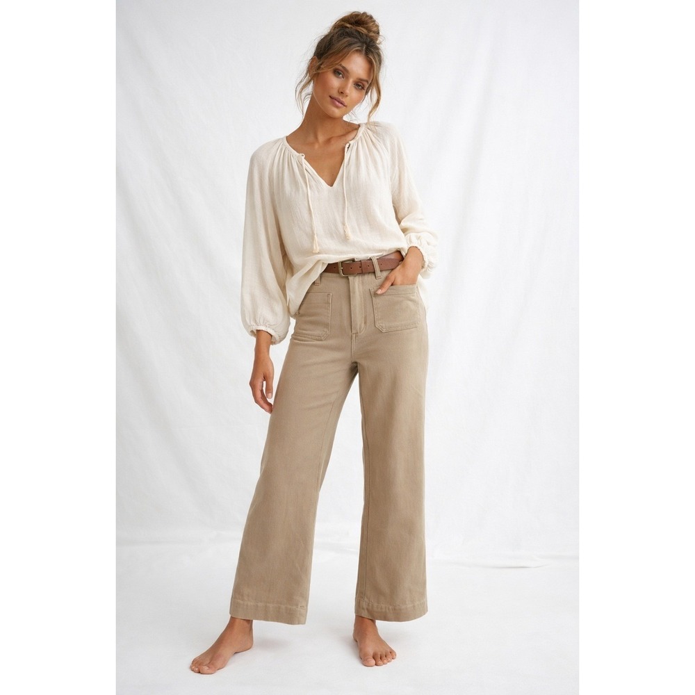 Flag‎ & Anthem High Rise Crop Pants Womens 14/32 Tan Khaki NWT